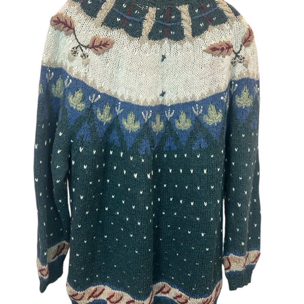 Green and Cream Knit Sweater by prides landing. Size XL - Picture 2 of 3